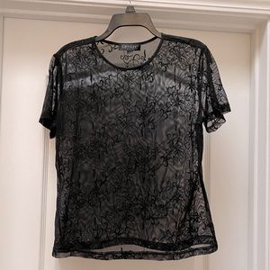 Karen Kane embroidered mesh tee